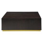 Gablet Square Wooden Coffee Table With Gold Base In Dark Brown