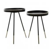 Hallo Round Wooden Set Of 2 Side Tables In Black