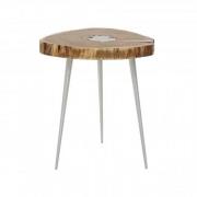 Almory Wooden Side Table In Natural And Silver