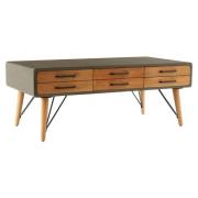 Trigona Natural Wooden Coffee Table With Black Metal Frame