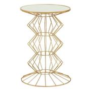 Xuange Round White Mirrored Glass Side Table With Gold Frame