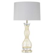 Hannes White Fabric Shade Table Lamp With Gold Wireframe Base