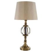 Jakaro Natural Fabric Shade Table Lamp With Antique Brass Base