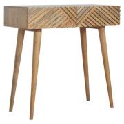 Tophi Wooden Line Carving Console Table In Oak Ish