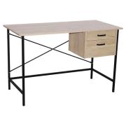 Avoch Wooden Study Desk In Oak And Black Metal Frame