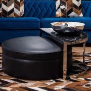 Markeb Black Marble Top Coffee Table With Faux Leather Stool