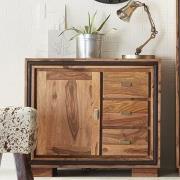 Spica 1 Door 3 Drawers Wooden Sideboard In Natural Sheesham