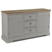 Sunburst Wooden Large Sideboard In Grey And Solid Oak