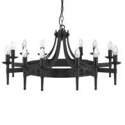 Cartwheel 12 Light Ceiling Light In Black Wrought Iron