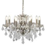 Antique Brass Eight Light Chandelier In Clear Crystal Drops