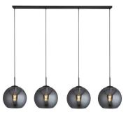 Amsterdam Bar 4 Pendant Light In Matt Black With Smoked Glass