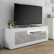 Nitro LED 3 Doors TV Stand In White Gloss And Cement Effect