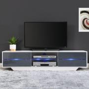 Sienna High Gloss TV Stand In White And Grey With LED Lighting