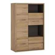 Sholka Wooden 1 Door 4 Drawers Display Cabinet In Oak