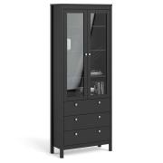 Macron Wooden Display Cabinet With 3 Drawers In Matt Black
