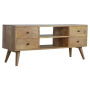 Neligh Wooden TV Stand In Natural Oak Ish With 4 Drawers