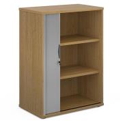 Upton 1 Door Tambour Storage Cabinet In Oak With 2 Shelves