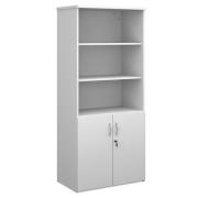 Upton Wooden Combination Storage Cabinet In White With 4 Shelves