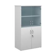 Upton Wooden Storage Cabinet In White With 4 Doors And 3 Shelves