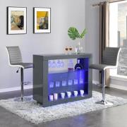 Fiesta Grey High Gloss Bar Table With 2 Ritz Grey White Stools