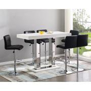 Caprice Large White Gloss Bar Table 6 Coco Black Stools