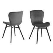 Baldwin Dark Grey Fabric Dining Chairs In Pair