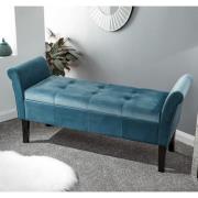 Otterburn Fabric Upholstered Window Seat Bench In Teal