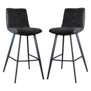 Palmar Grey Faux Leather Bar Stools With Metal Legs In A Pair