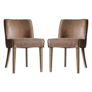 Worland Brown Fabric And Leather Dining Chairs In Pair