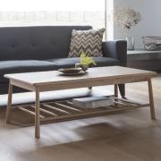 Burbank Rectangular Oak Wood Coffee Table In Oak