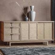 Kyron Wooden Sideboard With 2 Doors And 3 Drawers In Natural