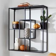 Elwoka Metal 4 Shelves Geometric Wall Shelf In Black