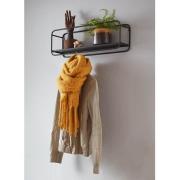 Elwoka Metal Wall Shelf With Coat Rack In Black