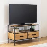 Salvo Wooden TV Stand With 2 Drawers 1 Shelf In Matt Wild Oak