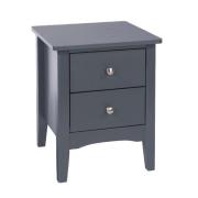 Kamuy Wooden Wide Bedside Cabinet With 2 Drawers In Midnight Blue