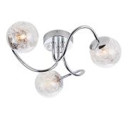 Auria 3 Lights Glass Semi Flush Ceiling Light In Chrome