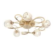 Aherne 5 Lights Glass Semi Flush Ceiling Light In Antique Brass