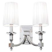 Domina 2 Lights White Fabric Wall Light In Nickel