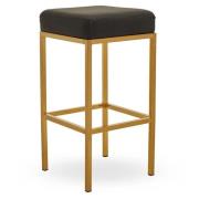 Baino Black PU Faux Leather Bar Stool With Gold Legs