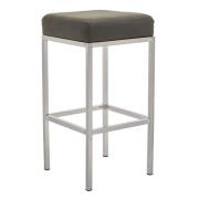 Baino Dark Grey PU Faux Leather Bar Stool With Chrome Legs