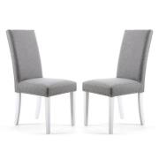 Rabat Silver Grey Fabric Dining Chairs With White Legs In Pair