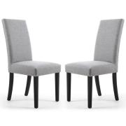 Rabat Silver Grey Fabric Dining Chairs With Black Legs In Pair