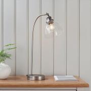 Hansen Clear Glass Shade Task Table Lamp In Brushed Silver