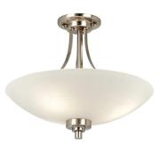 Welles 3 Lights White Glass Ceiling Light In Satin Chrome