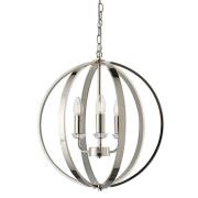 Ritz 3 Lights Ceiling Pendant Light In Bright Nickel