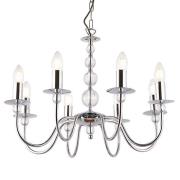 Parkstone 8 Lights Clear Glass Ceiling Pendant Light In Chrome