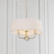 Nixon 3 Lights White Fabric Pendant Light In Brass