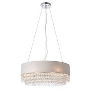 Malmesbury 6 Lights Fabric Ceiling Pendant Light In Silver Grey