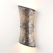 Marconi 2 Lights Silver Crazed Glass Wall Light In Satin Nickel