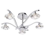 Langella 5 Lights Crystal Semi Flush Ceiling Light In Chrome